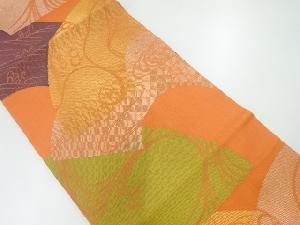 紗 地紙に流水模様織出し全通袋帯